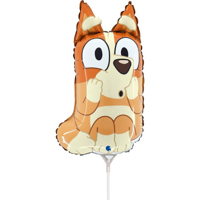 Fóliový balónek Bluey Bingo oranžový 35 cm – mini balónek na tyčku