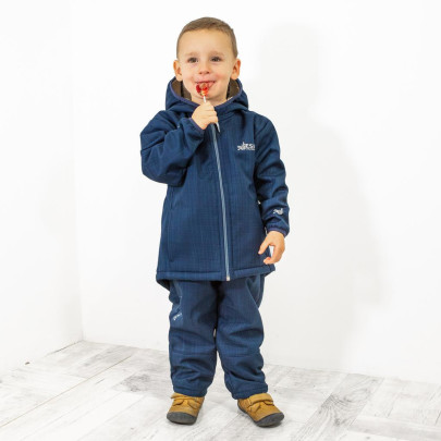 Dětská zimní softshellová bunda s beránkem Navy blue Esito