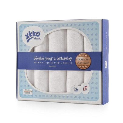 Biobavlněné dětské pleny Staré časy 80x80 Bílé 5ks