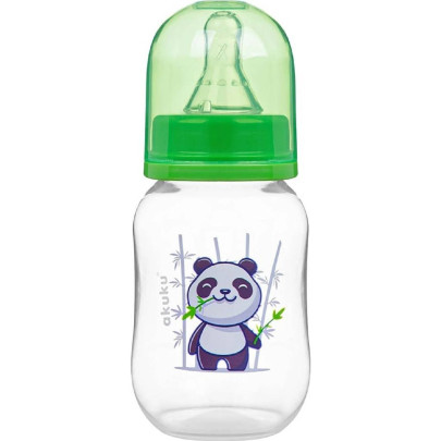 Kojenecká, plastová lahvička, Panda 125 ml Zelená Akuku