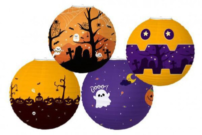 Lampion koule Halloween papír průměr 30 cm