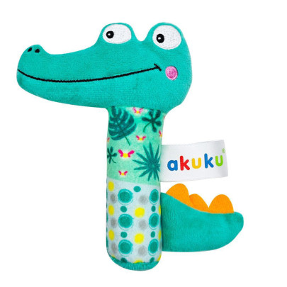 Plyšová hračka s pískátkem - Krokodýl, zelená Akuku