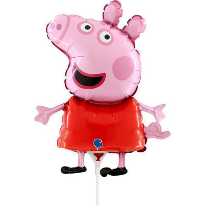 Fóliový balónek Prasátko Pepina 35 cm – mini balónek na tyčku