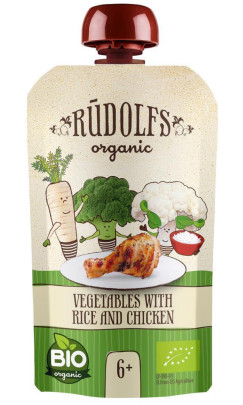 BIO kapsička Zelenina, rýže, kuřecí maso 110 g Rudolfs 