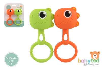 Chrastíček dino 2ks silikon 13 x 5 cm Babyted 