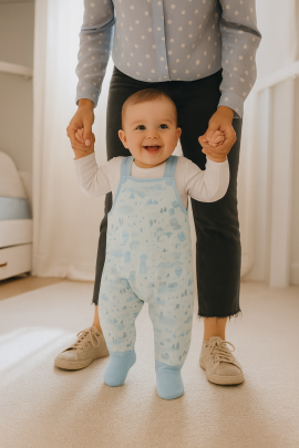 Bavlněné polodupačky - lacláčky Městečko modré Baby Service