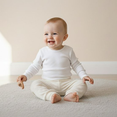 Kojenecké kalhoty - buggy bílé obdélníky Baby service