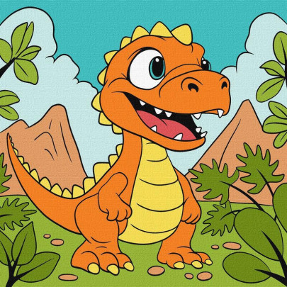 Malování podle čísel dětské - Dinosaurus 25 x 25 cm