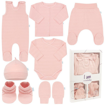 7-dílná kojenecká soupravička do porodnice New Baby I AM růžová