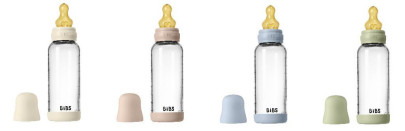 Antikoliková skleněná láhev s kaučukovým dudlíkem 240 ml Bibs