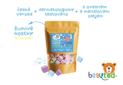 Šumivé kostky do koupele s probiotiky beauted v uzavíratelném sáčku