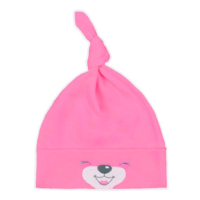 Bavlněná kojenecká čepička Bobas Fashion Lucky tmavě růžová