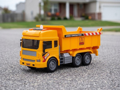 Auto stavební sklápěčka 27 cm na setrvačník na baterie se světlem a zvukem