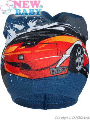 Jarní dětská čepička New Baby auto modrá vel. 40-50 cm