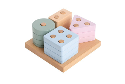 Třídíme tvary IV - dřevěná skládačka 17 dílů Pastel Cubika