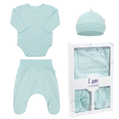 3-dílná kojenecká soupravička do porodnice New Baby I AM modrá