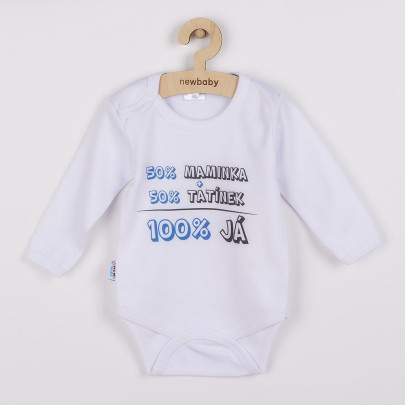 Body s potiskem New Baby 50% Maminka + 50% Tatínek 100% JÁ modré - dárkové balení