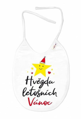 Nepromokavý bryndáček Hvězda letošních Vánoc bílý Baby Nellys
