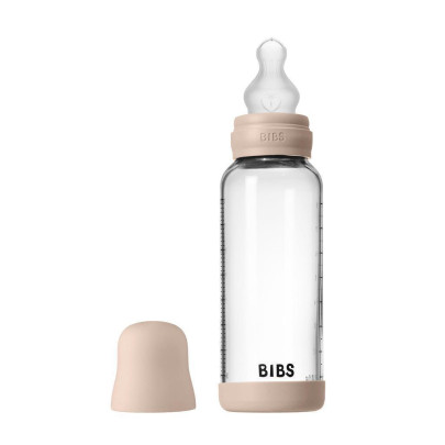 Antikoliková skleněná láhev se silikonovým dudlíkem 240 ml BIBS