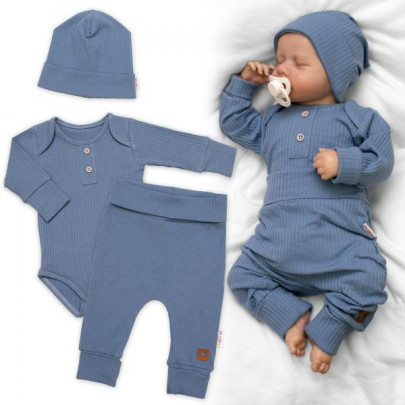 Žebrovaná rostoucí souprava 3D Baby Boy Jeans