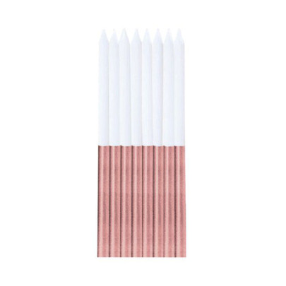 Svíčky 16 ks rose gold/bílá 14,5 cm
