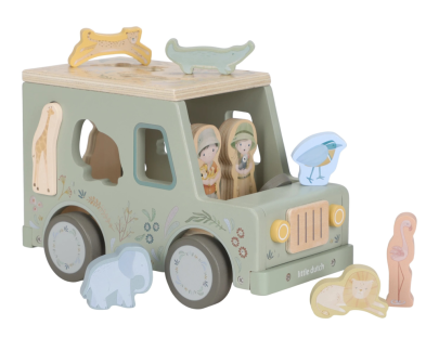 Auto s vkládacími tvary dřevěné Safari Friends Little Dutch