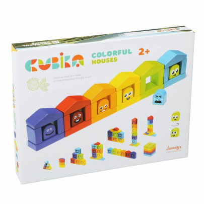 Barevné domečky - dřevěná stavebnice Cubika