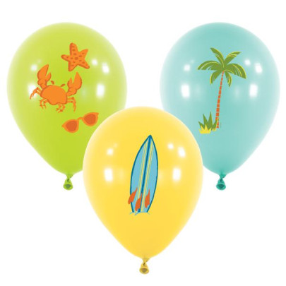Potisk Surf party (28cm/11") 6 ks - latexové balónky