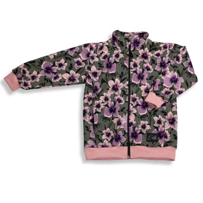 Mikina na zip Purple flower - zelená Esito
