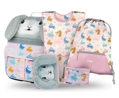 Set 5 Zippy Bunny: aktovka, penál, sáček, zástěra, peněženka Baagl