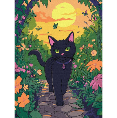 Malování podle čísel - Kočka na zahradě 30 x 40 cm