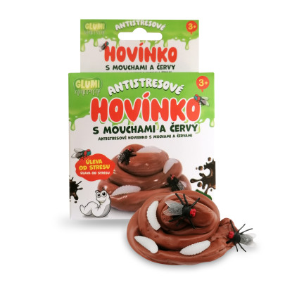 Antistresové hovínko s mouchami a červy Glumi
