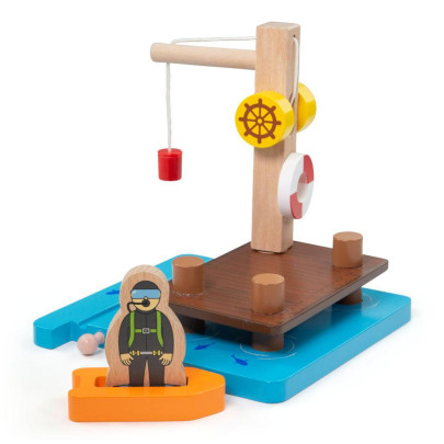 Přístav s jeřábem, člunem a potápečem Bigjigs Rail