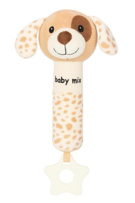 Dětská pískací plyšová hračka Baby Mix pes hnědý