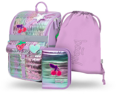 Set 3 Zippy Lavender: aktovka, penál, sáček Baagl