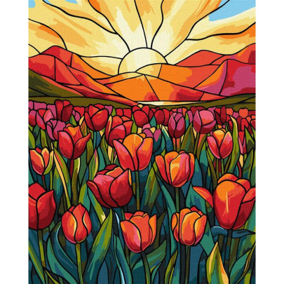 Malování podle čísel - Tulipánové pole 40 x 50 cm