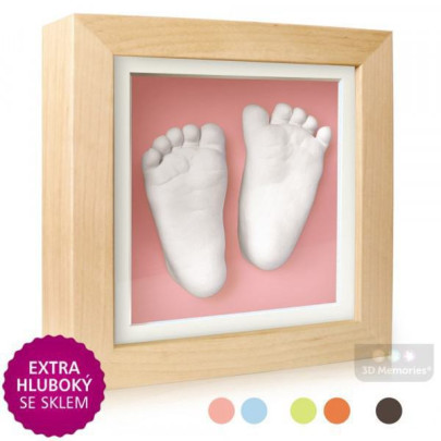 3D Memories odlévací sada baby pro 3D odlitek ručiček a nožiček - hluboký olšový rámeček