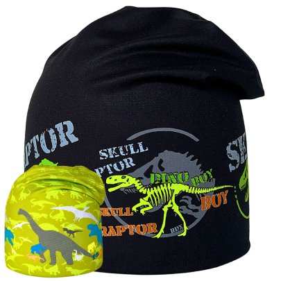 Funkční oboustranná čepice Dinosauři RDX Černá/zelená