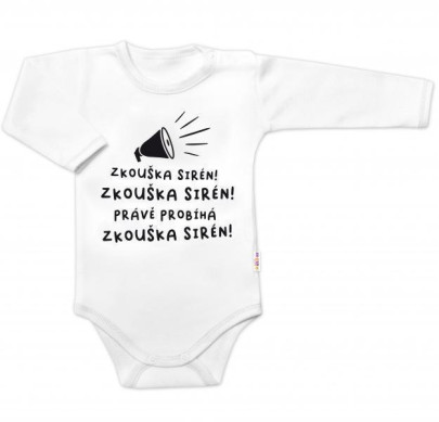 Body dlouhý rukáv Zkouška sirén bílé Baby Nellys