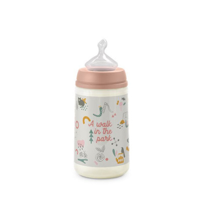 Kojenecká láhev Walk anatomická M silikon 270 ml Suavinex
