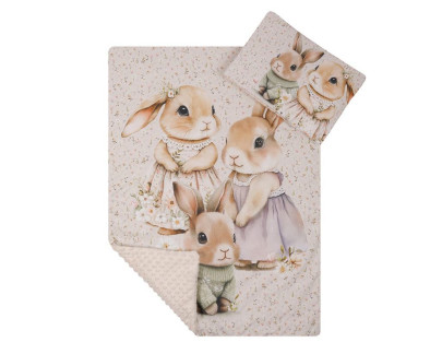 Komplet do postýlky Premium Minky 75x100 cm Králíci