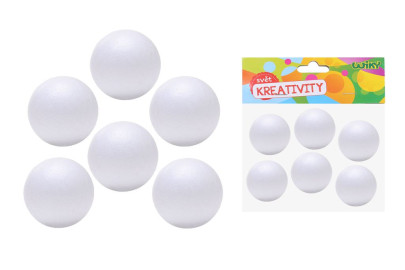 Koule dekorační polystyrénové 6 cm, 6 ks
