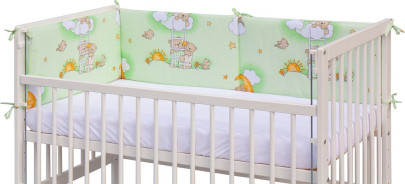 Mantinel do postýlky 4dílný - Mráček - 180 x 30 cm - zelený Scarlett
