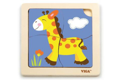 Dřevěné puzzle - žirafa 4 dílky Viga