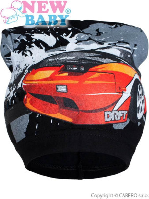 Jarní dětská čepička New Baby auto černé  vel. 40-50 cm