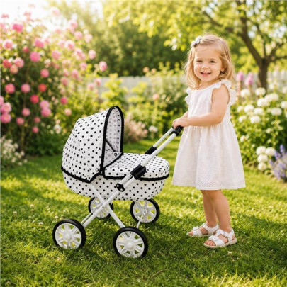 Dětský kočárek pro panenky New Baby Anička dots