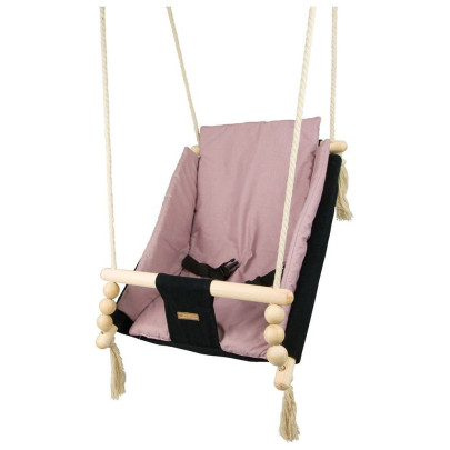 Houpačka pro děti s bezpečnostními pásy a peřinkou black light pink