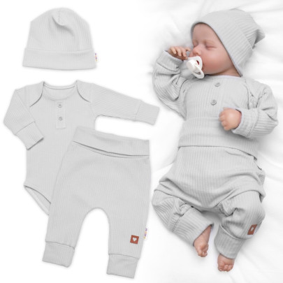 Žebrovaná rostoucí souprava 3D Baby Boy Šedá
