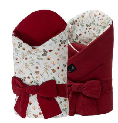 Mušelínová zavinovačka pro miminko Louka 85x85 cm Vínová