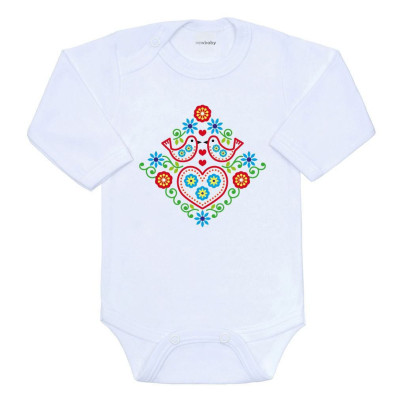 Dětské body s potiskem Lidový vzor ptáčci New Baby